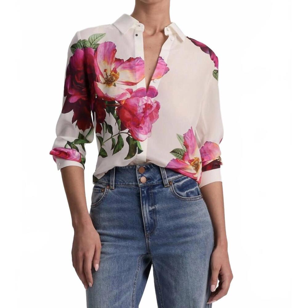 NEW ALICE + OLIVIA willa blouse in empress bloom off white